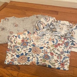 Set of 3 Loft Short Sleeve Tee Shirts Size M